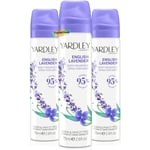 3x Yardley ENGLISH LAVENDER Body Spray Fragrance 75ml