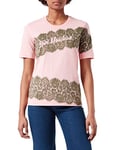 Love Moschino Women's t-Shirt with Handmade lace Print, Pink, 40