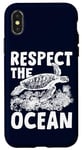 Coque pour iPhone X/XS Respect The Ocean Sea Turtle Surfer Plongée Fleurs