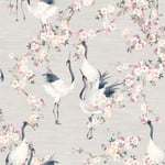 Arthouse Blossom Crane Wallpaper Oriental Birds & Floral Trails Pink 924800