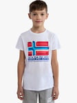 Napapijri Kids' Liard Flag Short Sleeve T-Shirt, White