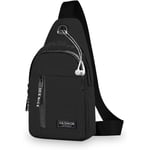 Liten ryggsäck för män Lätt nylon sling ryggsäck väska Anti-stöld Casual män kvinnor bröstväska för vandring cykling utomhus resor（Svart） Black