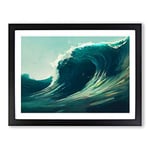 Edgy Ocean Wave H1022 Framed Print for Living Room Bedroom Home Office Décor, Wall Art Picture Ready to Hang, Black A2 Frame (64 x 46 cm)
