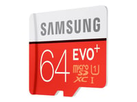 Samsung EVO+ MB-MC64DA - Carte mémoire flash (adaptateur microSDXC vers SD inclus(e)) - 64 Go - UHS Class 1 - microSDXC UHS-I