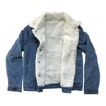 Womens Fur Lined Denim Jacket Long Sleeve Trucker Winter Jackets for Ladies,S-XL
