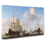 Willem van de Velde the Younger Dutch men of war Classic Painting Canvas Wall Art Print Ready to Hang, Framed Picture for Living Room Bedroom Home Office Décor, 20x14 Inch (50x35 cm)