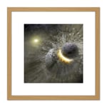 Space NASA Massive Planet Smash Vega Illustration 8X8 Inch Square Wooden Framed Wall Art Print Picture with Mount