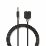 Nedis AUX kabel, 1x 3,5mm hane till 2x 3,5mm honor