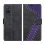 MOBESV Samsung Galaxy A71 Case, Phone Case For Samsung Galaxy A71, Samsung Galaxy A71 Phone Cover, Flip Wallet Case for Samsung Galaxy A71 Phone Case, Black/Violet