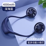 Hanging Neck Fan Portable Long-lasting Battery Life Lazy Hanging Neck Mini Cute Mute Electric Fan Small Usb Rechargeable Portable Cooling Air Conditioning Sports Outdoor Kitchen blue