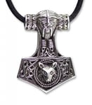 Etnox Tors hammare varghuvud 925 silver halsband
