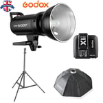 UK Godox SK300II 300W 2.4G Flash Strobe+95cm softbox+light stand+X1T-N for Nikon