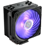 Cooler Master Hyper 212 RGB Black Edition avec Bracket LGA1700 Refroidisseur CPU, 4 Heatpipes à Contact Direct Continu,Ventilateur SF120R RGB LED,Configuration Push-Pull Possible (non inclus),Noir