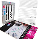 A4 Calligraphy Paper Pad with 3-Nib Calligraphy Pen Set - by Zieler® | 30 Sheets | 90gsm Smooth Parchment-Style Paper (Ivory) – Includes Grid Sheet | Gift Set