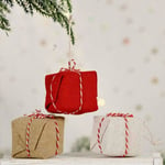 Christmas Tree Hanging Mini Square Linen Packing Gift Pendant B Hemp