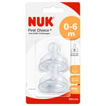 NUK First Choice+ Baby Bottle Teat, 0-6 Months, Size 1 with Small Feed Hole