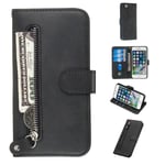 iPhone SE 3 5G (2022) / 2020 8/7 - Läderfodral plånboksfodral med ytterficka Svart