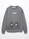 Mango Kids' Spider-Man New York Mesh Pocket Sweatshirt, Grey