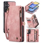 CaseMe Samsung Galaxy A05s Rymligt plånboksfodral med många kortfack, Rosa