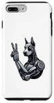 Coque pour iPhone 7 Plus/8 Plus Panneau à main Doberman Robot Dog Cyborg Peace