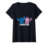 Femme Disney Stitch and Angel Forever T-Shirt avec Col en V