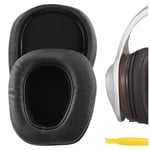 Geekria QuickFit Protein Leather Replacement Ear Pads for DENÔN AH-D600, AH-D7100, Headphones Earpads, Headset Ear Cushion Repair Parts (Black)