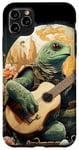 Coque pour iPhone 11 Pro Max Cottagecore Tortue de mer verte esthétique jouant de la guitare banjo