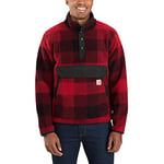 Carhartt Men's Relaxed Fit Fleece Pullover Sweater sweater, OXBLOOD PLAID,