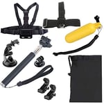 XIAODUAN-Accessory kit YKD-138 9 in 1 Chest Belt + Head Strap + Floating Bobber Monopod + Suction Cup Mount + Handheld Selfie Monopod + Carry Bag Set for GoPro NEW HERO / HERO7 /6/5 /5 Session /4 Ses