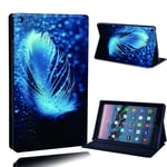 FINDING CASE Fit Amazon Fire HD 10 (7th gen 2017) alexa Leather Cover - PU Flip Leather Smart Lightweight Shell Stand Cover Case for Fire HD 10 (7th gen 2017) alexa (raindrop feather)