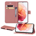 iPro Accessories Galaxy S21 Case For Samsung S21 Cover, Flip Pu Leather Cover With Card Slots [Compatible With Samsung S21 Screen Protector] (ROSE GOLD)