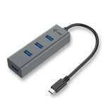 i-tec USB-C Métal 4-Port USB HUB 1x USB-C 4x USB 3.0 Port pour Windows MacOS Linux Android Thunderbolt 3 Compatible