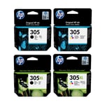 Genuine Hp305xl Bk & Colour Ink Cartridges For Deskjet 2710 2720 Plus 4100 Lot