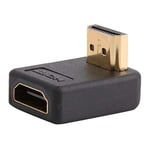 HDMI A Male to HDMI A Female adaptor - 90 Degree HDMI A Male to Female Port Adapter Right Angle Extension Converter Support Transmission Rate - Black With Gold