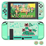 Dockable Case for Nintendo Switch, FANPL Protective Case Cover for Nintendo Switch and Joy Con Controller with 2 Marshal Design Thumb Grips - (for Animal Crossing Island Version)