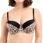 SANS COMPLEXE Sunset Stay_78HAI78 Haut de Maillot de Bain, Soutien Gorge Coques avec Armatures, Imprime Animal Noir Sable, 95C Femme
