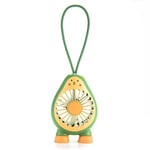 Cute Avocado Pattern Mini Portable Cooling Fan with Hanging Rope Air Cooler USB Charging for Home Office 82x44x123mm-B