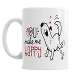 You Make Me Happy Valentine's Day Valentine Valentines Novelty Cute Dog Mug