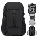 TARION Large Camera Backpack Bag - Large Photo Rucksack with Dual-Side Opening 15.6" Laptop Sleeve Waterproof Raincover DSLR Backpack for Drone Outdoor Photography Hiking Travel Hexagon L Black