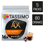 Tassimo Coffee Pods L'OR Espresso Delizioso 5 Packs (80 Drinks)