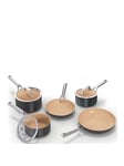 Ninja Extended Life Ceramic 5-Piece Frying Pan and Saucepan Set CW95000UK Apricot and Grey
