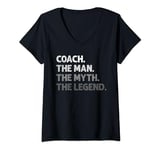 Womens Vintage Coach THE MAN THE MYTH THE LEGEND Sports V-Neck T-Shirt