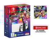 Nintendo Switch OLED + Mario Kart 8 Deluxe + Switch Online 12 Months bärbara spelkonsoller 17,8 cm (7") 64 GB Pekskärm Wi-Fi Vit