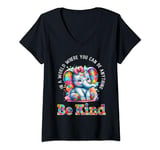 Womens In A World Where You Can Be Anything Be Kind Autism Elephant V-Neck T-Shirt