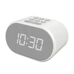i-box Alarm Clocks Bedside, Radio Alarm Clock, Mains Powered or Battery, FM Radio, USB Charging Port, 5 Step Dimmable Display, Non Ticking, LED Display (White)