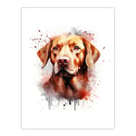 Red Labrador Retriever Lovers Gift Watercolour Pet Portrait Painting Artwork Unframed Wall Art Print Poster Home Decor Premium
