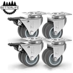 Möbler för möbler 400 kg, svängbara hjul 50 mm med broms och utan broms, industriella transporthjul