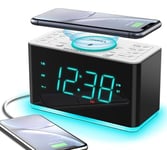 iTOMA Alarm Clock Radio, 15W Ultra Fast Wireless Phone Charger with Bluetooth,