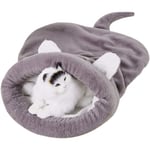 Sovsäck för katt i fleece, mjuk, självuppvärmande, tvättbar, mysig säng, filtmatta, kattväska, lämplig för katt och valp, storlek: 50x39cm grå