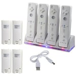 4X For Wii / U Remote Controller Rechargeable Batteries Pack Charger Station LED